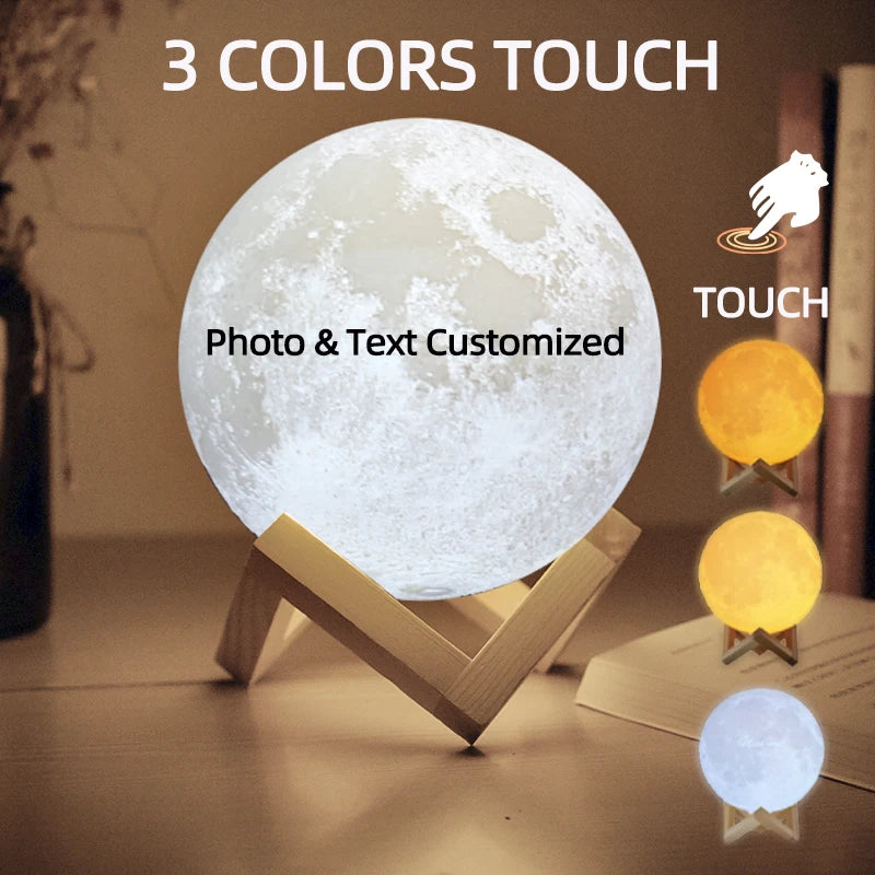 3D Printing Personalized Moon Lamp – Custom Photo & Text Lunar Night Light (USB Rechargeable)