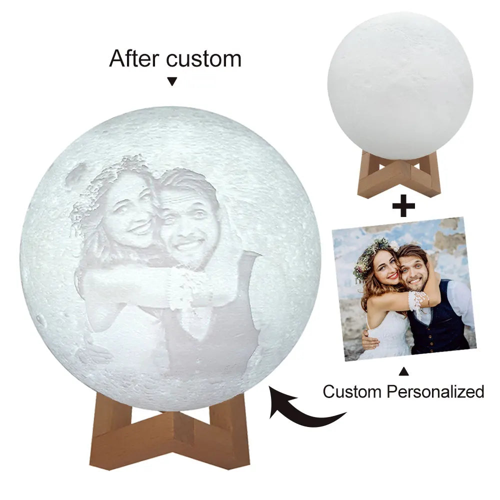 3D Printing Personalized Moon Lamp – Custom Photo & Text Lunar Night Light (USB Rechargeable)