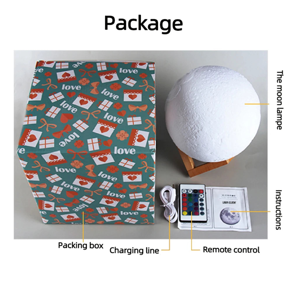 3D Printing Personalized Moon Lamp – Custom Photo & Text Lunar Night Light (USB Rechargeable)