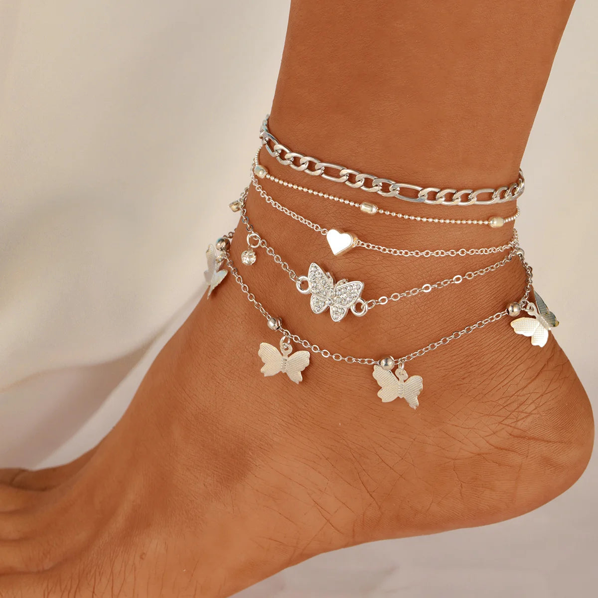 3pcs Retro Pearl Beads Anklet for Women