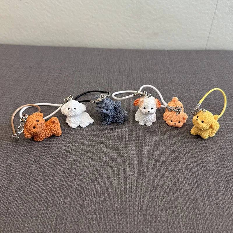 Mini Resin Flocking 3D Bichon Frise Dog Pendant Charm – for 15cm & 17cm Labubu Dolls