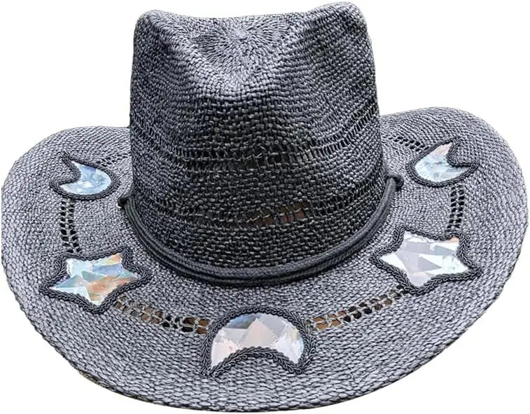 Prism Cowgirl Hat – UPF 50+ Sun Protection with Hand-Strung Prism Charms | Festival & Everyday Glam
