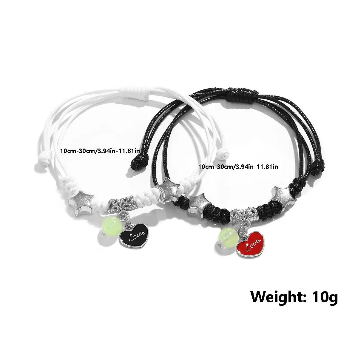 2PC Fashion Luminous Star Couple Bracelets – Matching Glow-in-the-Dark Jewelry for Men & Women