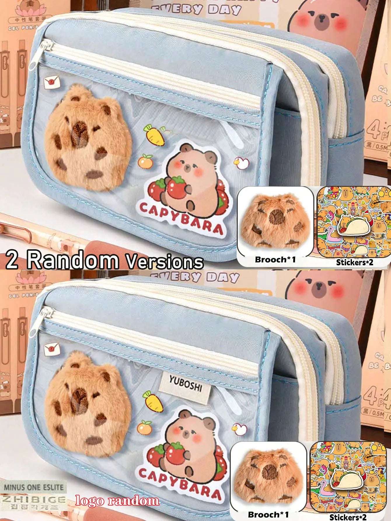 Capybara Pencil Case – 1Pc Large Capacity Flip Cover Stationery Bag for School or Office