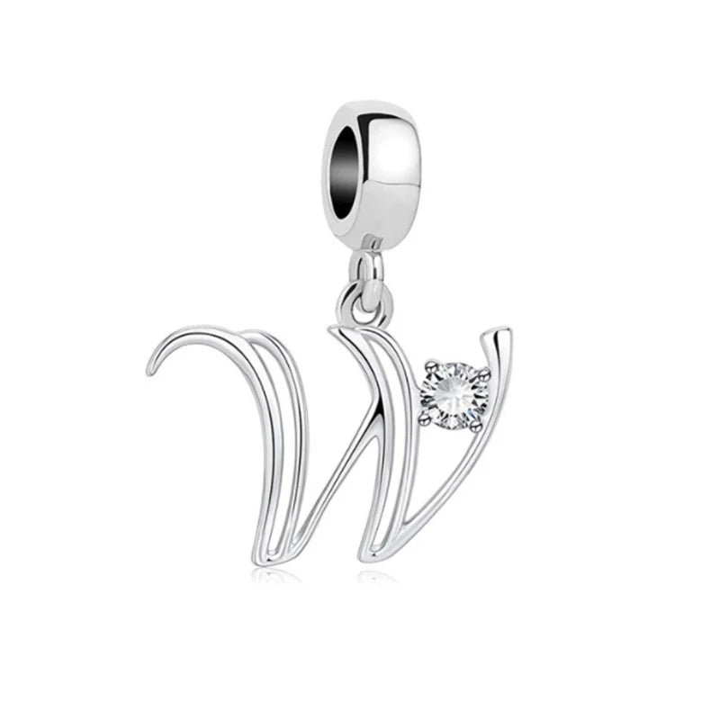 ✨ 925 Silver Alphabet Charms – 🔤 26 Letter Dangle Beads | Pandora-Style Bracelet Compatible