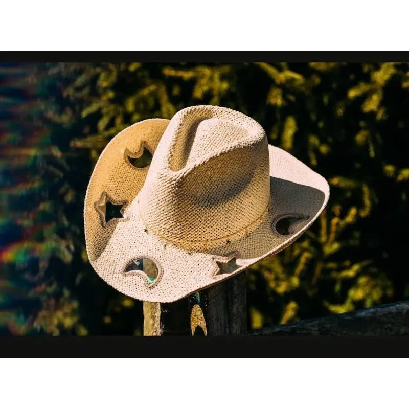 Prism Cowgirl Hat – UPF 50+ Sun Protection with Hand-Strung Prism Charms | Festival & Everyday Glam