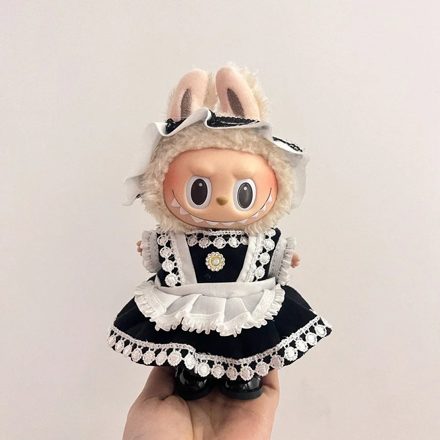 Labubu Velcro Dress Set – Cute Casual Skirt Outfit for 17cm Dolls