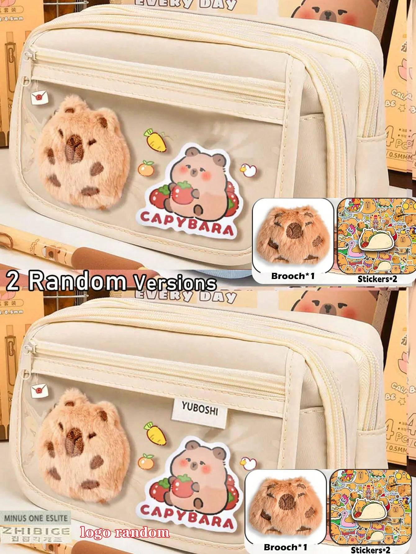 Capybara Pencil Case – 1Pc Large Capacity Flip Cover Stationery Bag for School or Office