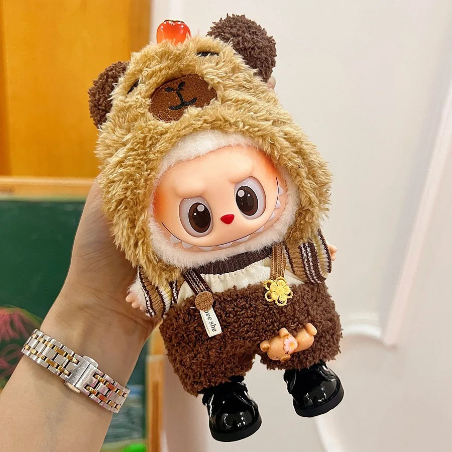 Labubu Velcro Dress Set – Cute Casual Skirt Outfit for 17cm Dolls