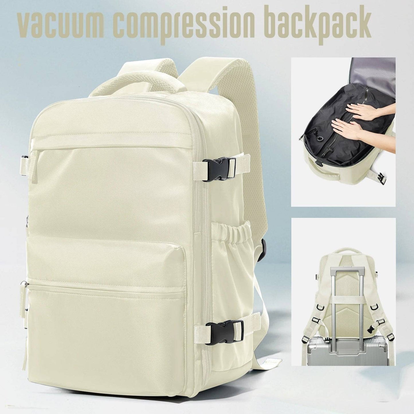 Vacuum Backpack Travel Bag – Large Capacity Expandable Business & School Laptop Backpack for Men & Wome