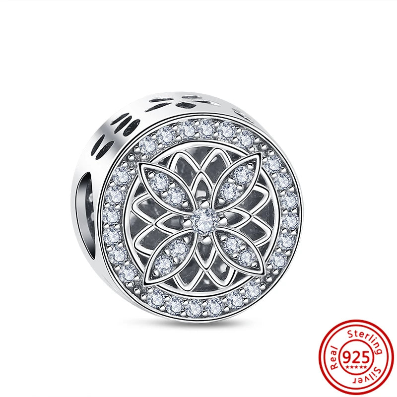 ✨ 925 Silver Sparkling Charms – ❄️ Snowflake, 🌿 Herbarium, 😇 Angel Wings & ❤️ Heart | Pandora-Style Bracelet Compatible