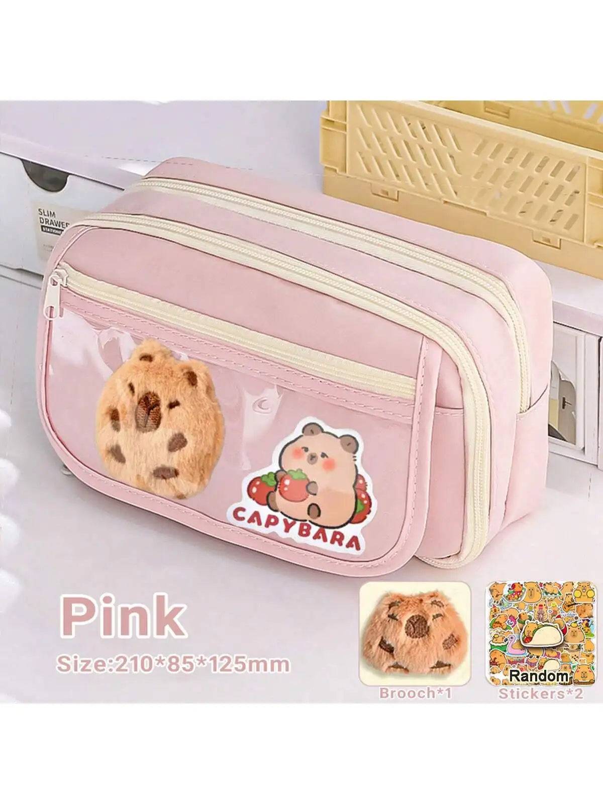 Capybara Pencil Case – 1Pc Large Capacity Flip Cover Stationery Bag for School or Office