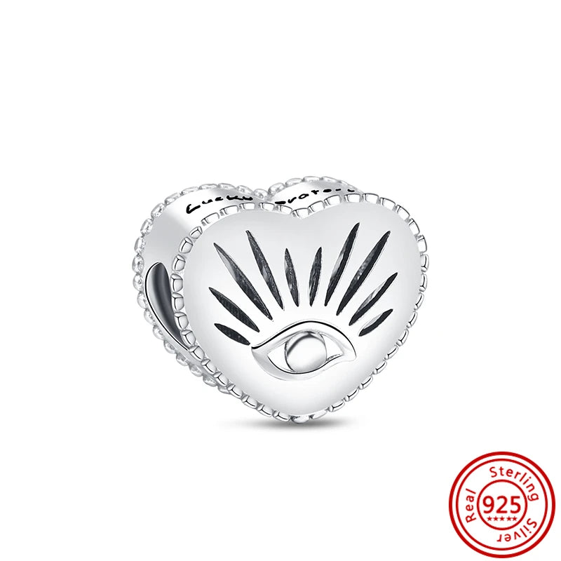 ✨ 925 Silver Sparkling Charms – ❄️ Snowflake, 🌿 Herbarium, 😇 Angel Wings & ❤️ Heart | Pandora-Style Bracelet Compatible