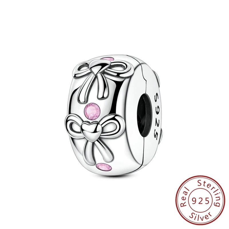 ✨ 925 Silver Cute Charms – 🐾 Cat Paw, 🎀 Bow, 🍎 Apple & ❤️ Heart | Pandora-Style Bracelet Compatible
