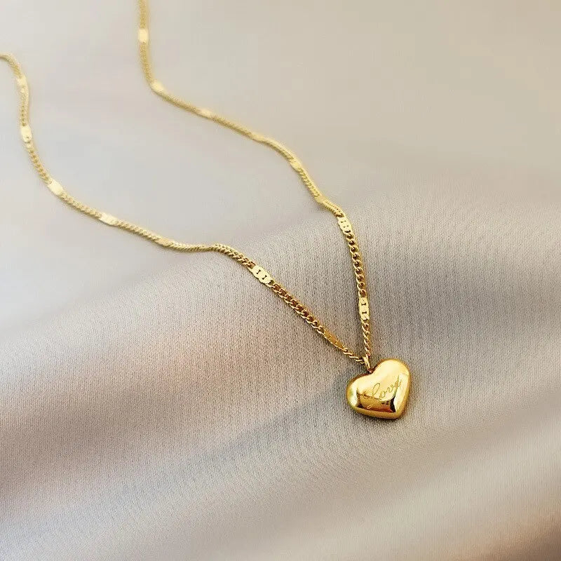 ✨ 1 goldene Pfirsichherz-Halskette – einfache, modische Schlüsselbeinkette mit Liebessymbol 💖