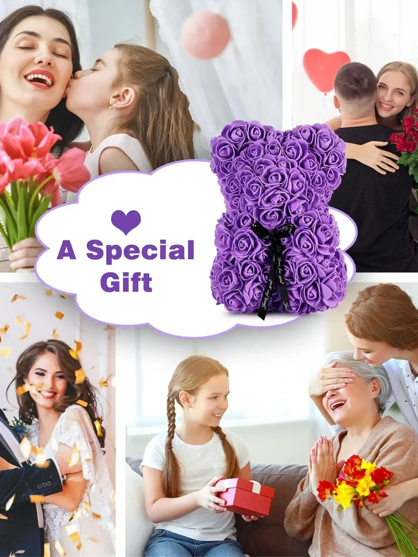 🌹 Rózsa színű plüssmackó művirág – Romantikus évfordulós, Valentin-napi és születésnapi ajándék hölgyeknek 🎁