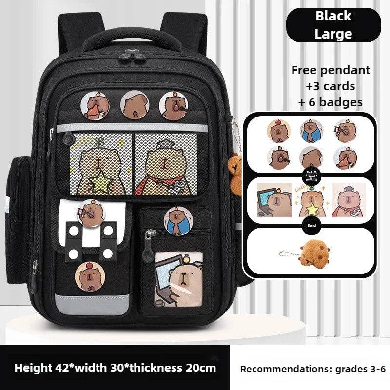 Capybara Children Backpack – Waterproof Orthopedic School Bag with Large Capacity