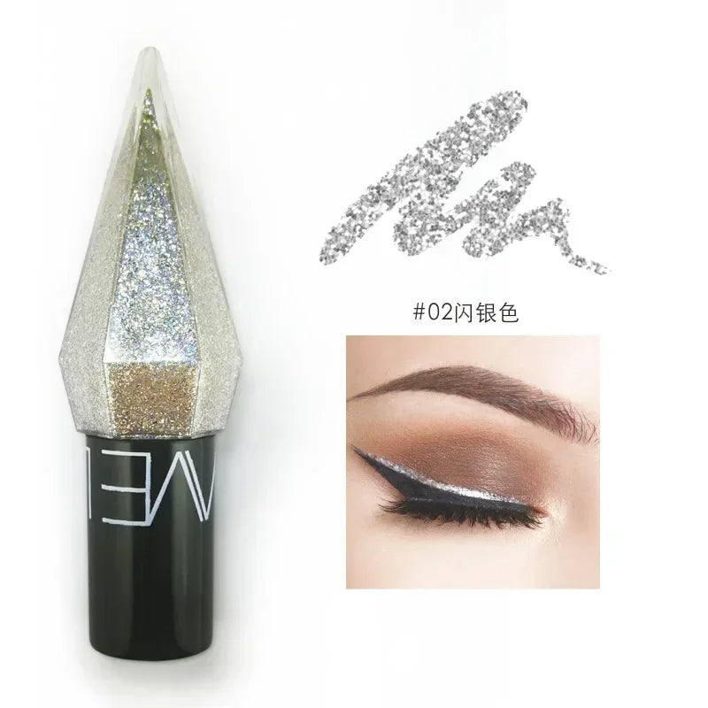 Waterproof Glitter Eyeliner & Eyeshadow – Shiny Diamond Liquid Makeup in Silver, Rose Gold & More