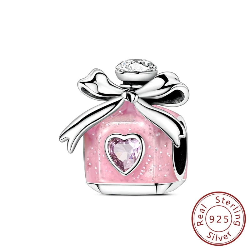 ✨ 925 Silver Cute Charms – 🐾 Cat Paw, 🎀 Bow, 🍎 Apple & ❤️ Heart | Pandora-Style Bracelet Compatible
