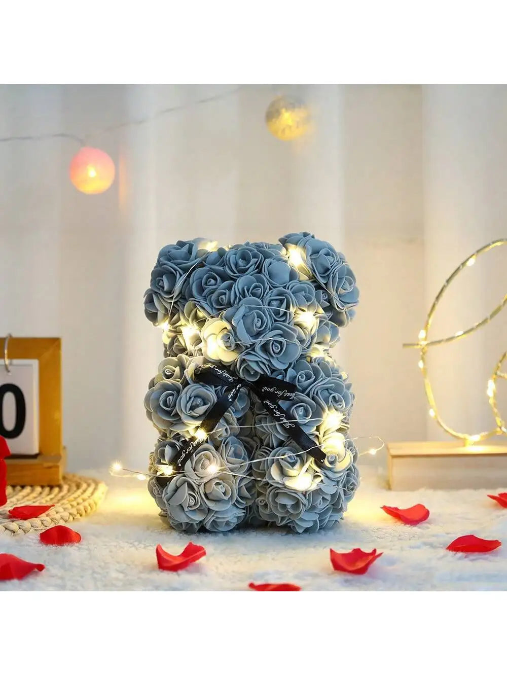 🌹 Rózsa színű plüssmackó művirág – Romantikus évfordulós, Valentin-napi és születésnapi ajándék hölgyeknek 🎁