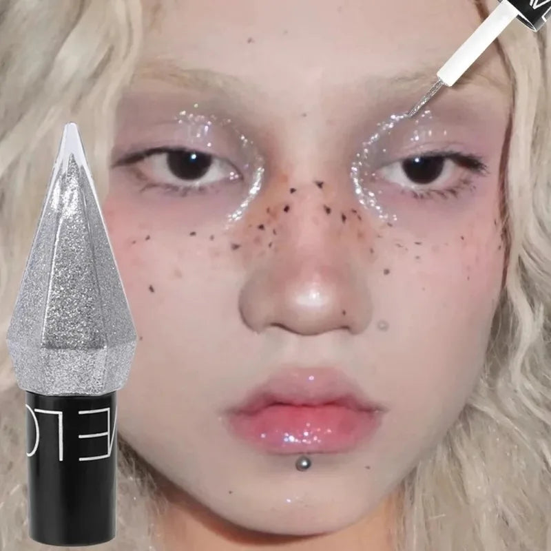 Waterproof Glitter Eyeliner & Eyeshadow – Shiny Diamond Liquid Makeup in Silver, Rose Gold & More
