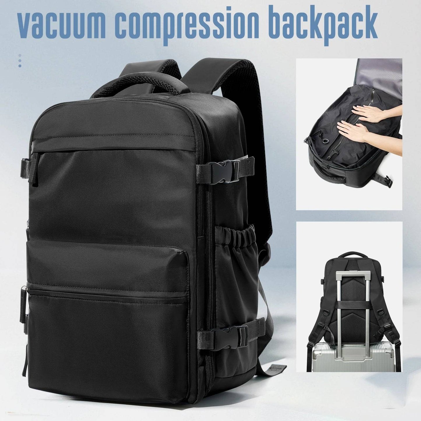 Vacuum Backpack Travel Bag – Large Capacity Expandable Business & School Laptop Backpack for Men & Wome