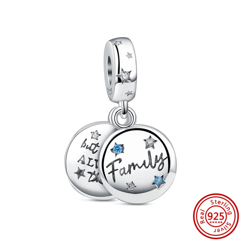 ✨ 925 Sterling Silver Ocean Charms – 🌙 Moon, ⭐ Star, ☀️ Sun & 💧 Blue Beads | Pandora-Style Bracelet Compatible