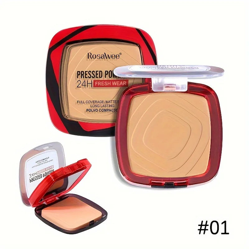 ✨ Matte Full Coverage Pressed Powder Foundation with Puff Applicator