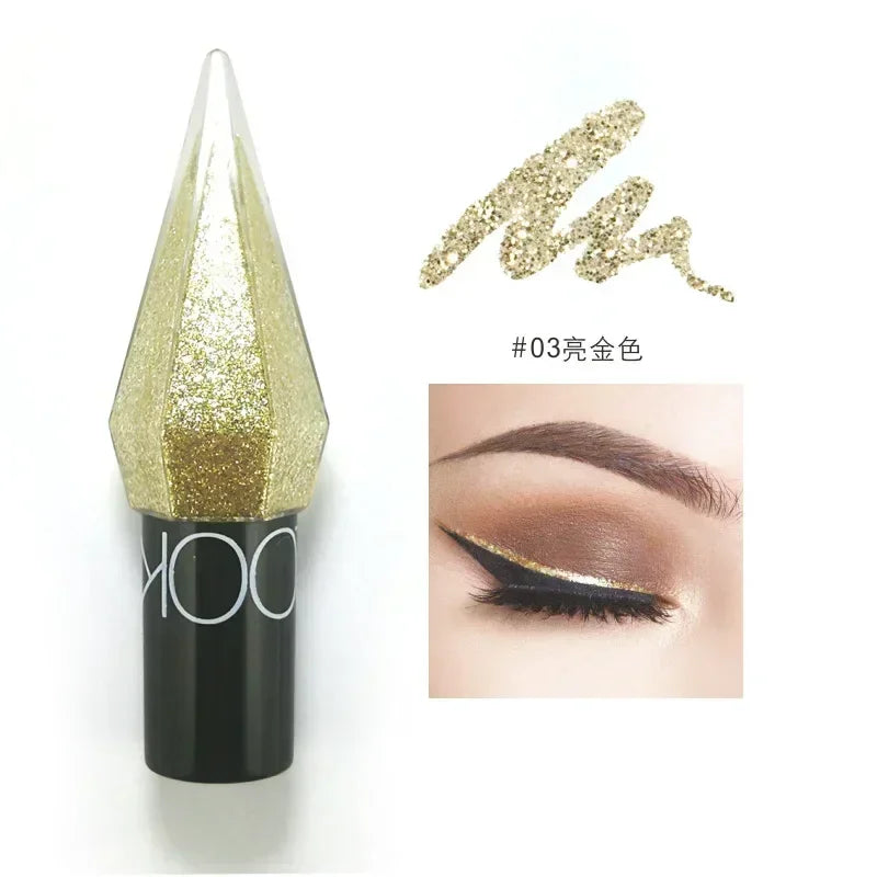 Waterproof Glitter Eyeliner & Eyeshadow – Shiny Diamond Liquid Makeup in Silver, Rose Gold & More