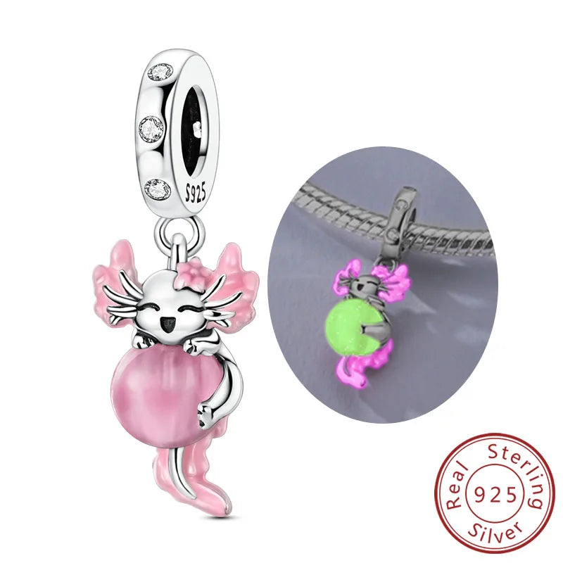 ✨ 925 Silver Cute Charms – 🐾 Cat Paw, 🎀 Bow, 🍎 Apple & ❤️ Heart | Pandora-Style Bracelet Compatible