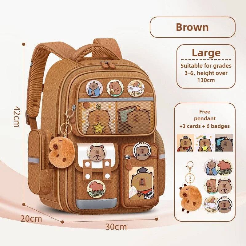 Capybara Children Backpack – Waterproof Orthopedic School Bag with Large Capacity