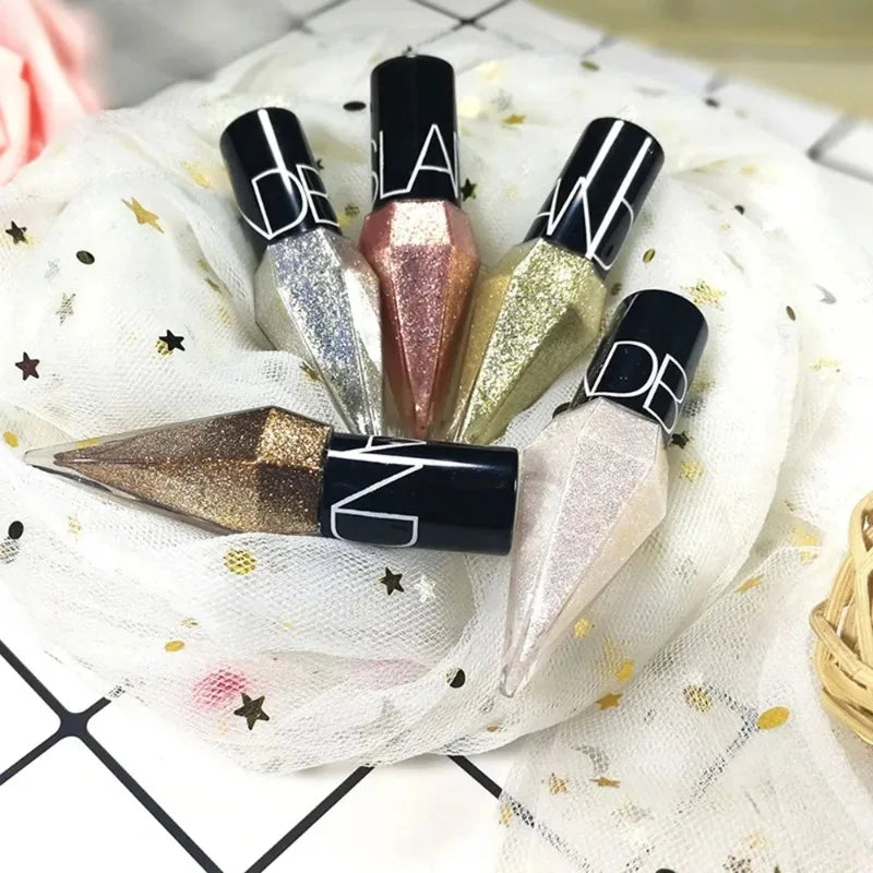 Waterproof Glitter Eyeliner & Eyeshadow – Shiny Diamond Liquid Makeup in Silver, Rose Gold & More