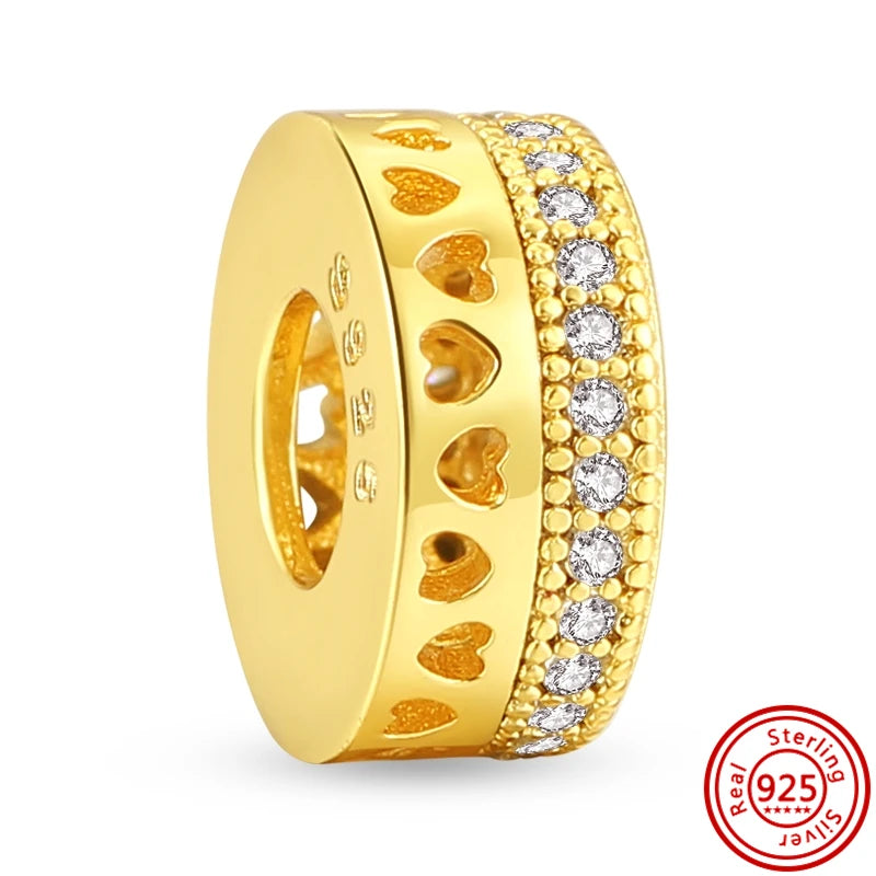 ✨ 925 Silver Gold-Plated Charms – ✨ Sparkling Dangle Beads | Pandora-Style Bracelet Compatible