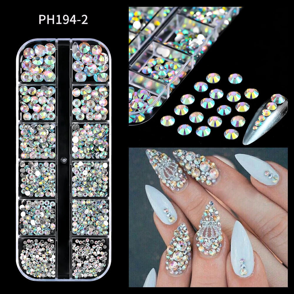 🌊✨ 12Grids Ocean Gold Nail Art Charms | Shell, Seahorse, Starfish & Pearl Gems 🐚🦄 Shop1103833347 Store
