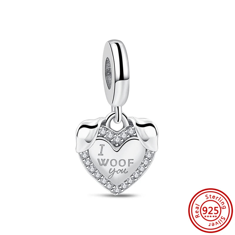 ✨ 925 Silver Sparkling Charms – ❄️ Snowflake, 🌿 Herbarium, 😇 Angel Wings & ❤️ Heart | Pandora-Style Bracelet Compatible
