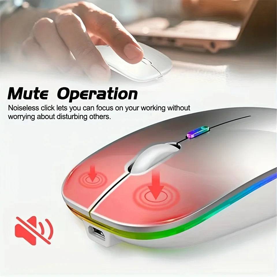 🔥 Wireless Bluetooth & 2.4GHz Dual Mode Rechargeable RGB Mouse – Silent & Ergonomic