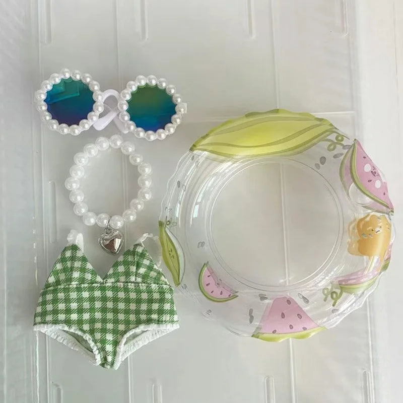 Labubu V1-V3 Swimsuit 4-Piece Set – Cute Beach Vacation Clothes & Accessories