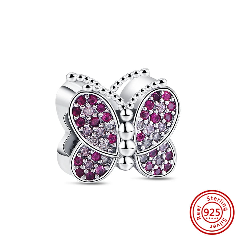 ✨ 925 Silver Purple Charms – ❤️ Heart-Shaped Stone & 🕷️ Spider | Pandora-Style Bracelet Compatible