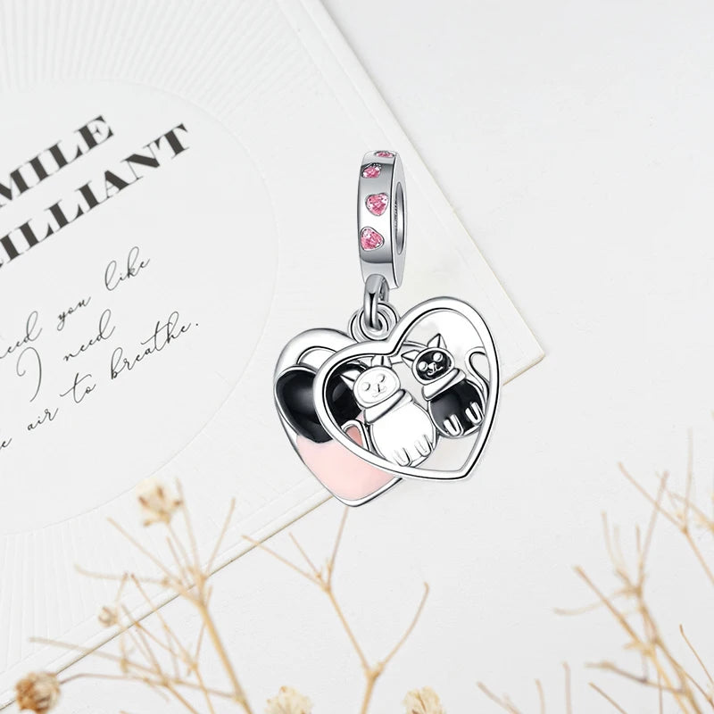 ✨ 925 Silver DIY Charms – 🎈 Hot Air Balloon, 💖 Mother & Daughter Hearts, 💗 Pink Murano Glass | Pandora-Style Bracelet Compatible