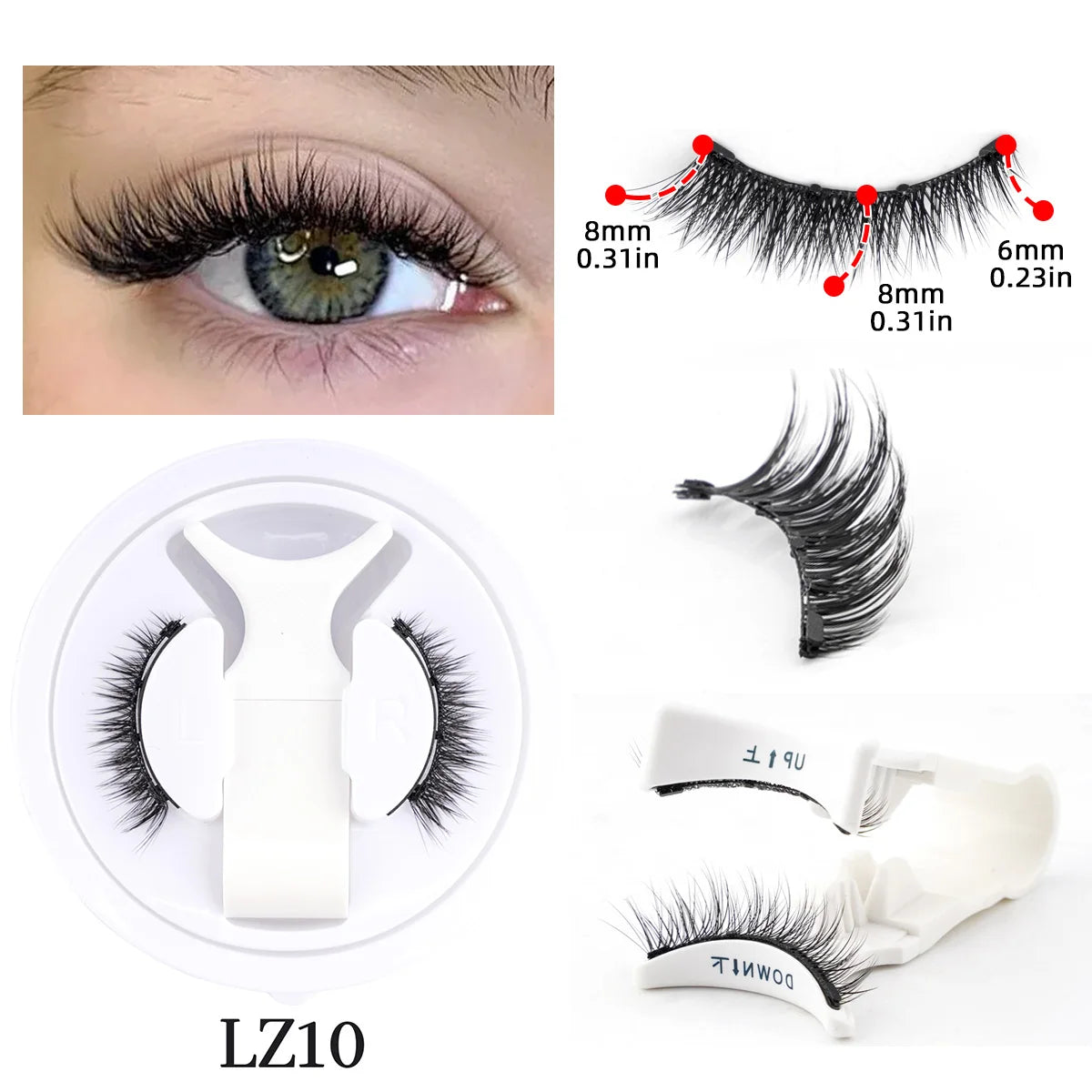 Handmade Fluffy Faux Mink Magnetic Eyelashes & Tweezer Set – Reusable Natural False Lashes