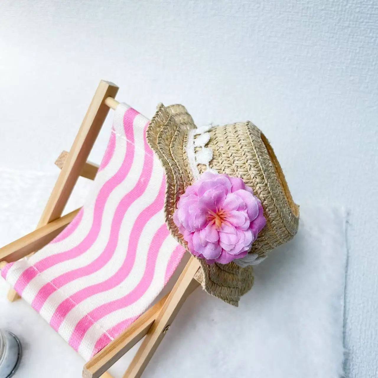 Labubu Summer Elegant Straw Hat – 15/17cm Hawaiian Doll Accessory