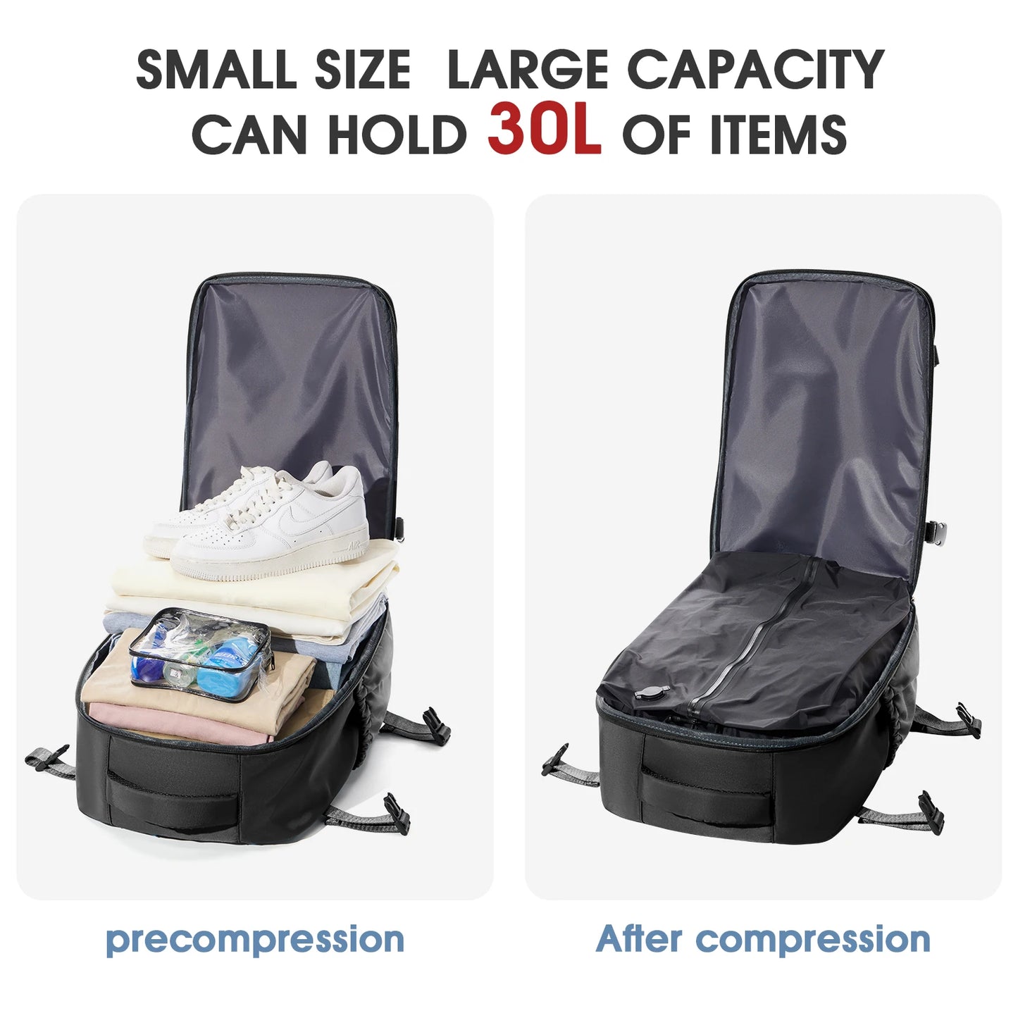 Vacuum Backpack Travel Bag – Large Capacity Expandable Business & School Laptop Backpack for Men & Wome