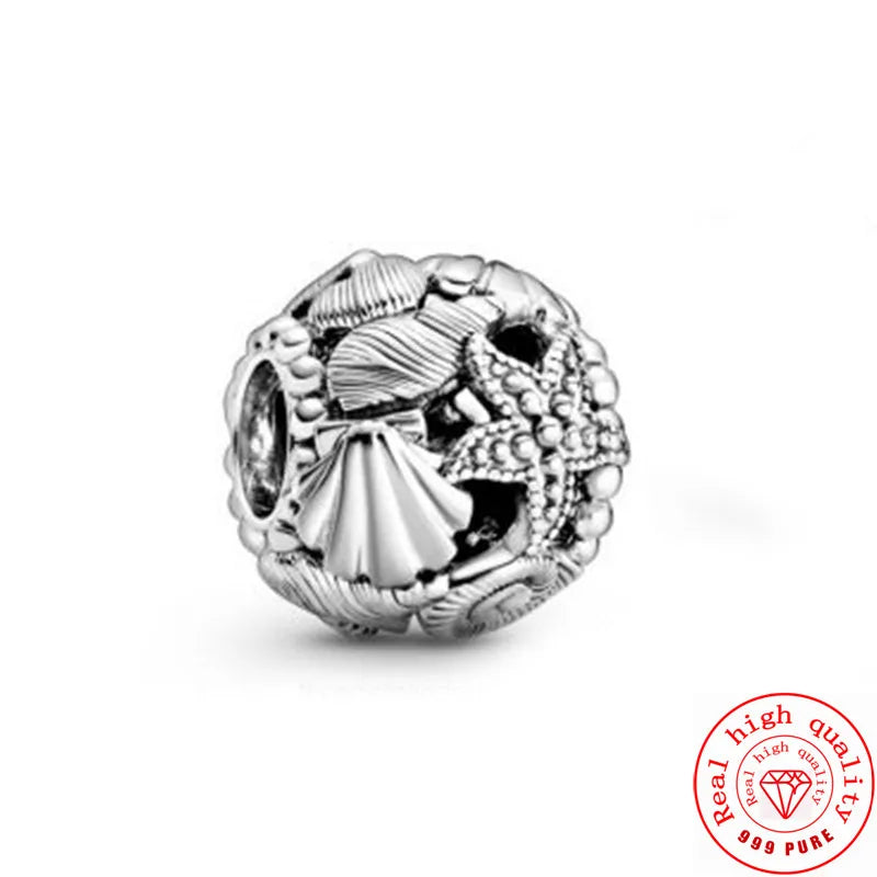 ✨ 925 Sterling Silver Ocean Charms – 🌙 Moon, ⭐ Star, ☀️ Sun & 💧 Blue Beads | Pandora-Style Bracelet Compatible