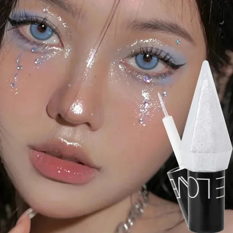 Waterproof Glitter Eyeliner & Eyeshadow – Shiny Diamond Liquid Makeup in Silver, Rose Gold & More