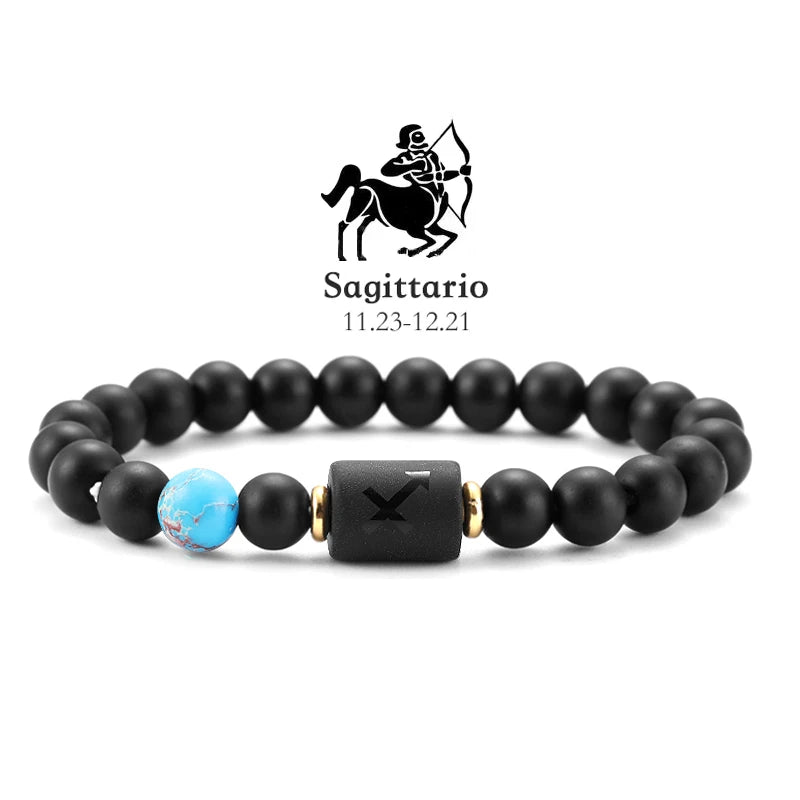 ✨ 12 Zodiac Natural Stone Bracelet – Cancer, Virgo, Leo, Libra – Unisex Couple & Friendship Jewelry Gift