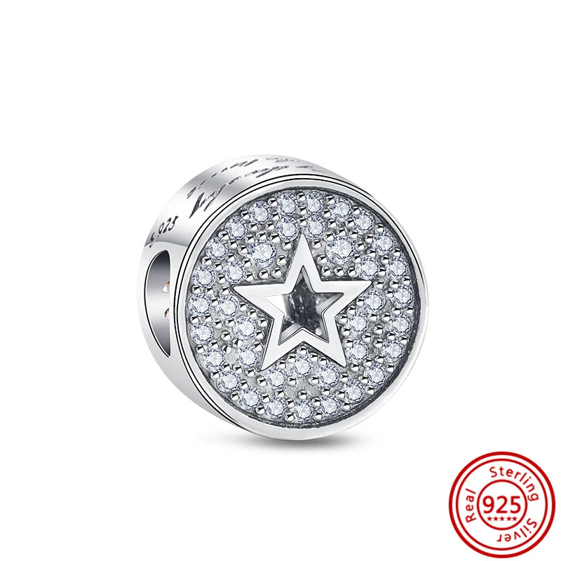 ✨ 925 Silver Sparkling Charms – ❄️ Snowflake, 🌿 Herbarium, 😇 Angel Wings & ❤️ Heart | Pandora-Style Bracelet Compatible