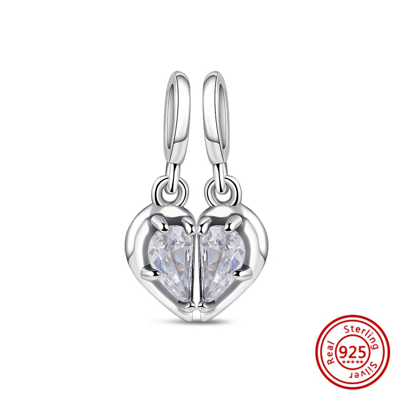✨ 925 Silver Sparkling Charms – ❄️ Snowflake, 🌿 Herbarium, 😇 Angel Wings & ❤️ Heart | Pandora-Style Bracelet Compatible