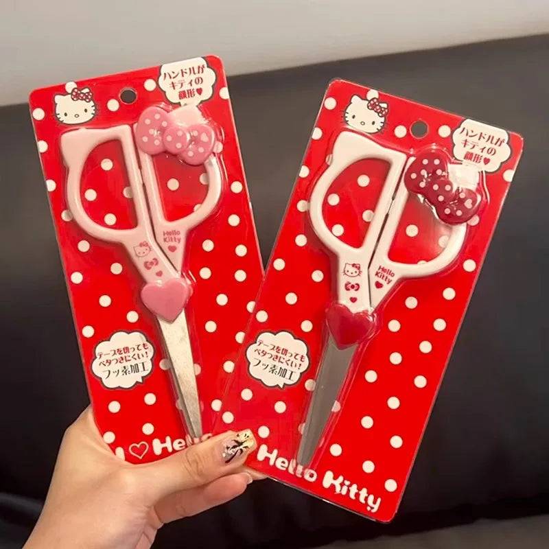 ✂️🎀🐱 2Pcs Cute Cartoon Hello Kitty Handmade Paper Scissors – Kawaii Pink Bowknot for Students!