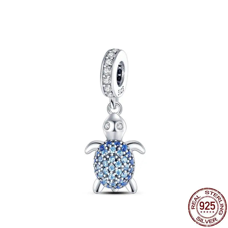 ✨ 925 Silver Ocean Charms – 🐙 Octopus, 🐢 Sea Turtle, 🐬 Dolphin & 💧 Blue Zircon | Pandora-Style Bracelet Compatible