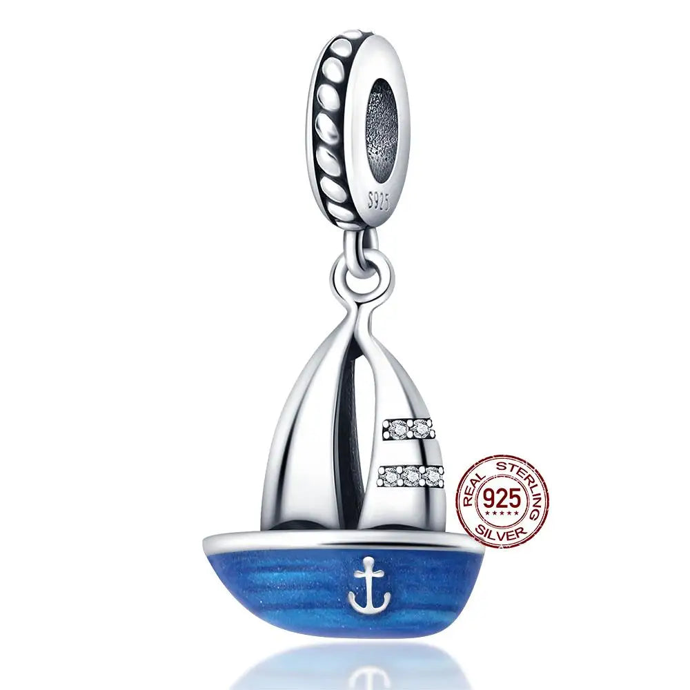 ✨ 925 Silver Ocean Charms – 🐙 Octopus, 🐢 Sea Turtle, 🐬 Dolphin & 💧 Blue Zircon | Pandora-Style Bracelet Compatible